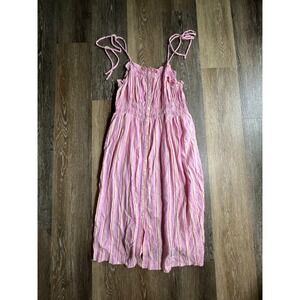 Universal Thread Midi Dress Womens XXL Pink Smocked Stripe Button Front